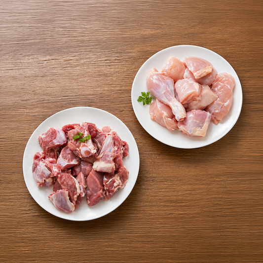 Combo: (Premium Chicken Skinless Curry Cut 1 Pack + Premium Goat Curry Cut 1 Pack)