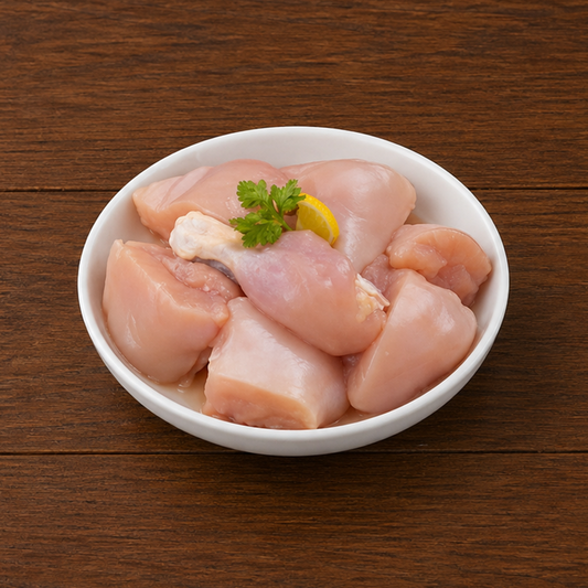 Lean Premium Chicken Skinless Curry Cut(480g to 500g Pack)